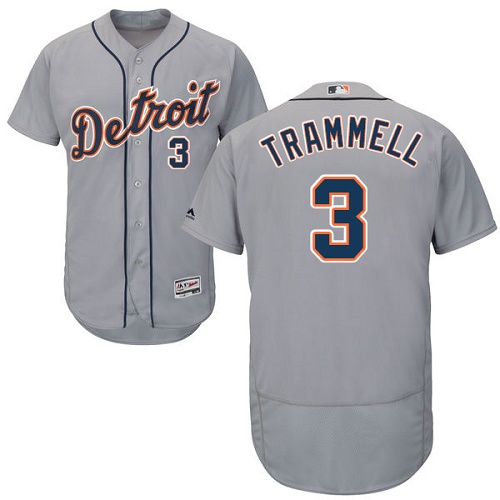 Tigers #3 Alan Trammell Grey Flexbase Authentic Collection Stitched MLB Jersey
